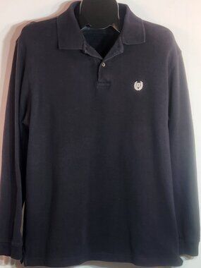 Chaps Long Sleeve Polo Sweatshirt Black - Size M
